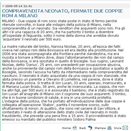 Romi, arestaţi în Italia pentru afaceri cu copii