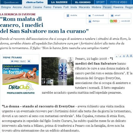 Romii, ignoraţi şi de medici în Italia