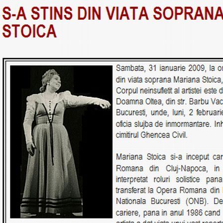 A murit Maria Stoica