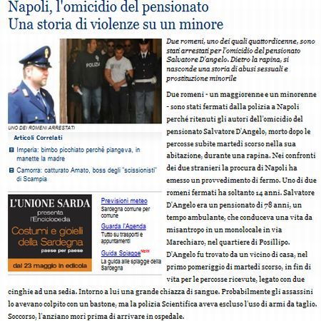 Un român de 14 ani a omorât un bătrân italian cu care avea relaţii intime