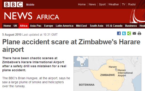 Accidentul de avion din Zimbabwe, o simulare