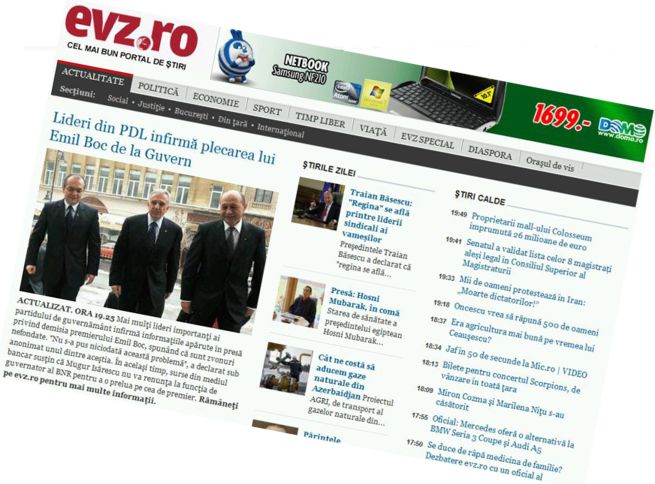 Evz.ro, câştigător la categoria "Cea mai citită platformă de ştiri", în cadrul Premiile Online Radar de Media
