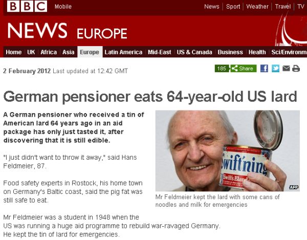 Un pensionar a mâncat o conservă veche de 64 de ani