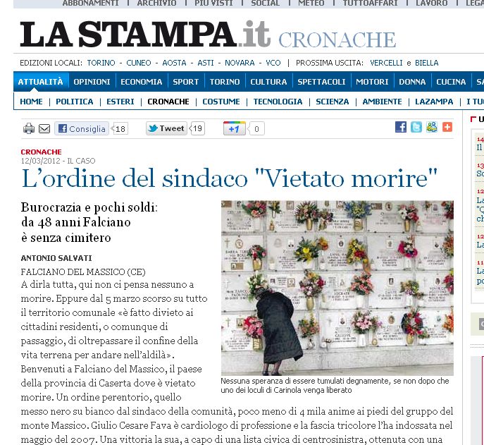 Ordin emis de primarul unei localități din Italia: E interzis să muriți!