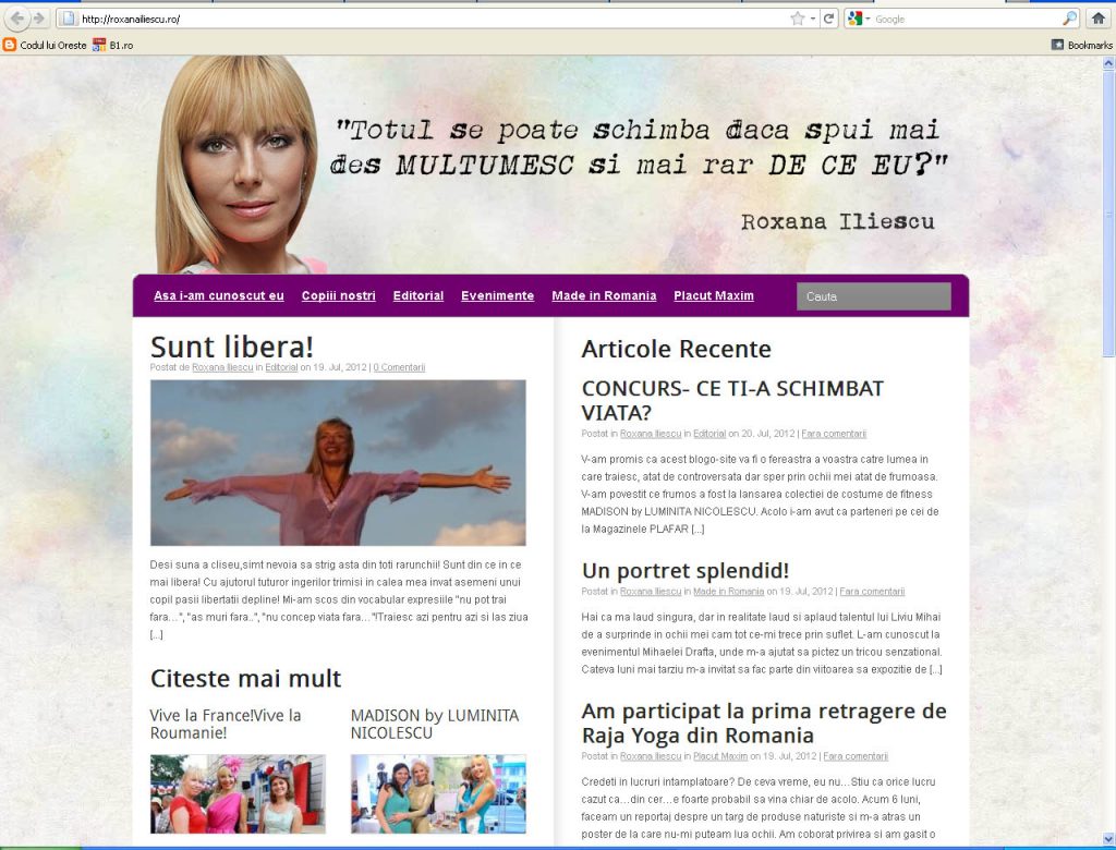 Roxana Iliescu şi-a lansat site