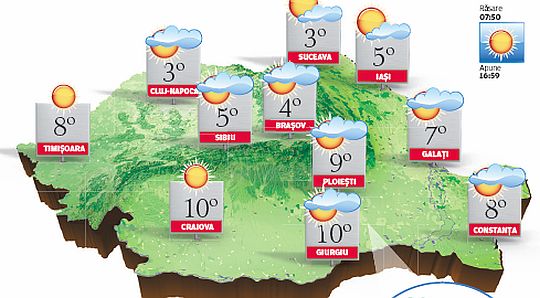 PROGNOZA METEO. Se mai răceşte un pic, dar temperaturile rămân încă ridicate pentru luna ianuarie