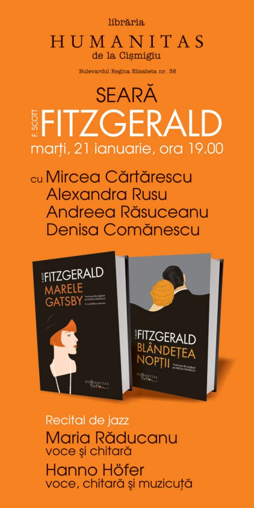 Seară F.Scott Fitzgerald la librăria Humanitas-Cișmigiu