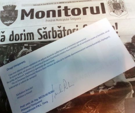 Monitorul Primăriei, distribuit la pachet cu felicitarea de Paşte a şefului PNL