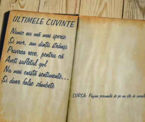 Un tanar de 22 de ani a murit dupa ce a cazut de la etajul 7. Ultimul său mesaj: „Aveţi sufletul gol/ Nu mai există sentimente... / Şi doar false zâmbete”