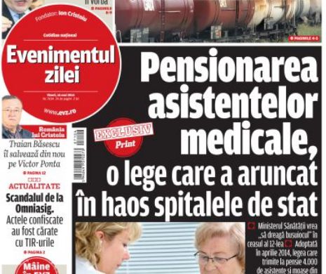 Ce puteţi citi în Evenimentul zilei de vineri, 16 mai