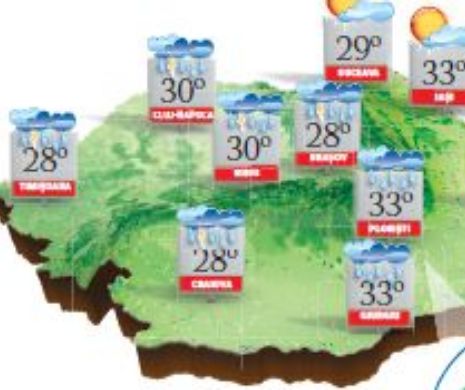 Instabilitate atmosferică accentuată în vestul și sud-vestul țării, la deal și la munte
