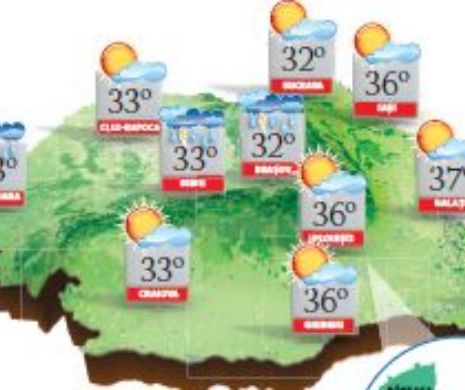 POGNOZA METEO. Canicula s-a instalat în sudul și sud - estul țării, iar la munte, local, va mai ploua