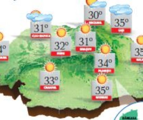 PROGNOZA METEO. Informare meteorologică: caniculă și disconfort termic în majoritatea zonelor
