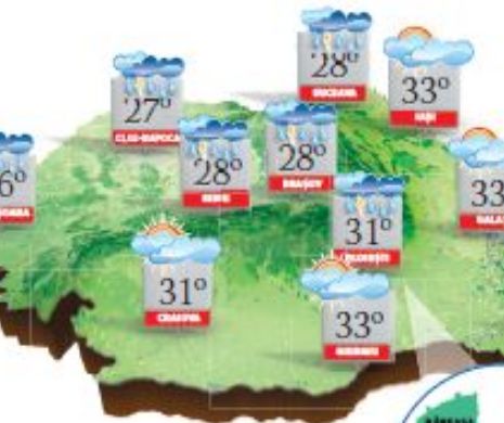 PROGNOZA METEO. Instabilitate atmosferică accentuată în majoritatea zonelor. Capitala rămâne călduroasă