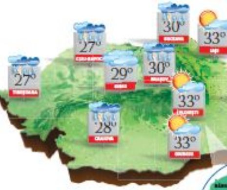 PROGNOZA METEO. O mare parte din teritoriu se afl ă sub amenințarea ploilor, restul, sub un soare strălucitor