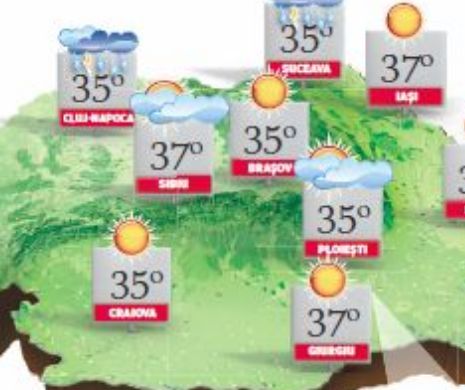 PROGNOZA METEO. Valul de căldură se va intensifica, astfel încât temperaturile vor atinge 37 de grade C