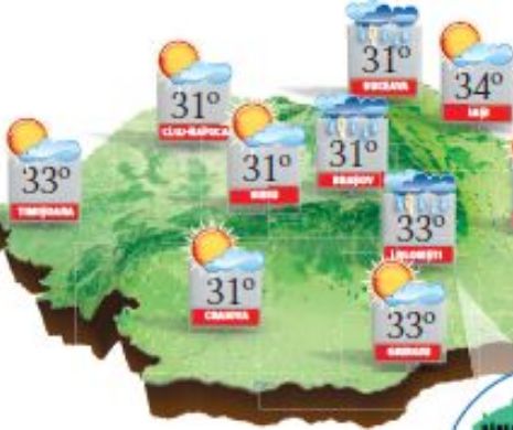 PROGNOZA METEO. Vreme caldă și frumoasă în majoritatea zonelor, dar, local, la deal și la munte, va mai ploua