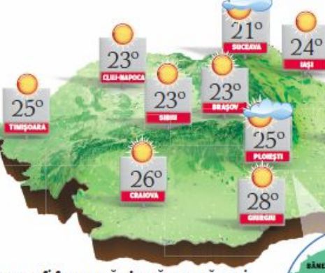 PROGNOZA METEO. Vreme frumoasă și caldă ziua, dar răcoroasă dimineața și pe timpul nopții