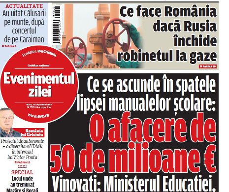 Ce puteţi citi în Evenimentul zilei de marti, 16 septembrie