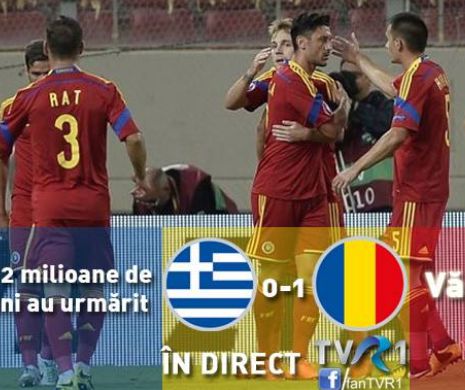 Partida Grecia – România, urmărită de peste 2 milioane de români. TVR 1, lider de audienţă