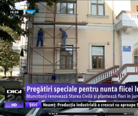 Pregătiri speciale la Starea Civilă din Iaşi pentru nunta fiicei primarului Gheorghe Nichita:  clădirea a fost văruită, curățenie generală și flori proaspete