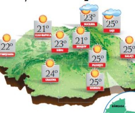 PROGNOZA METEO. Cer senin cu înnorări trecătoare și vreme frumoasă la sfârșitul lui septembrie