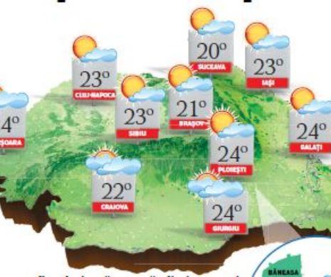 PROGNOZA METEO. Temperaturi mai scăzute dimineața și noaptea. La amiază, valori normale pentru această perioadă