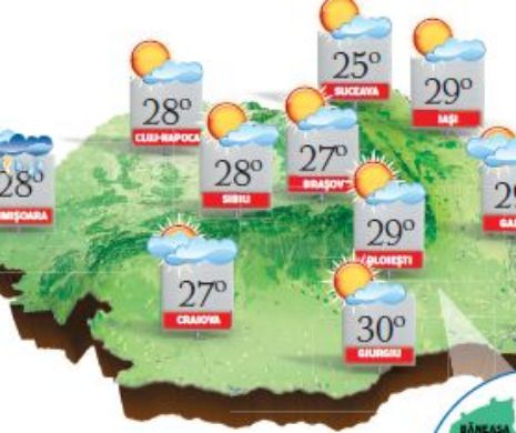 PROGNOZA METEO. Vreme foarte frumoasă și caldă pentru această perioadă din an, în toată țara