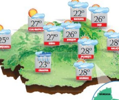 PROGNOZA METEO. Vreme frumoasă și caldă cu temperaturi, la amiază, peste cele normale perioadei