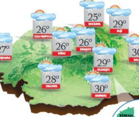 PROGNOZA METEO. Zi frumoasă de toamnă, cu maxime termice care urcă până la 31 de grade Celsius