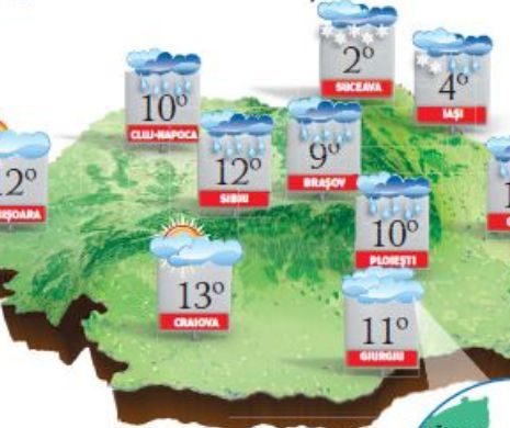 Vreme foarte rece pentru această perioadă din an. Ninge la munte și în Moldova