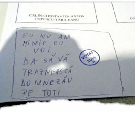 De la urne. „Eu nu am nimic cu voi, da’ să vă trăznească Dumnezeu”
