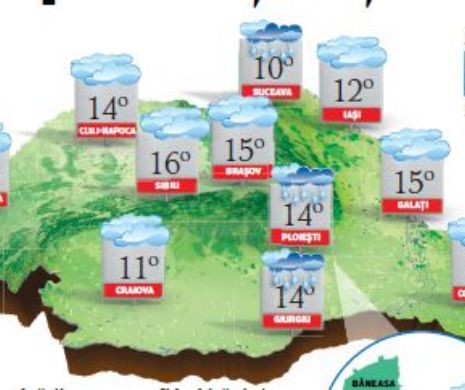 În regiunile intracarpatice vremea se va menține caldă, în rest ploi slabe și ceață