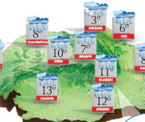PROGNOZA METEO. Iarna bate la ușă. Local, ploile se vor transforma în ninsori, iar vântul se va intensifica