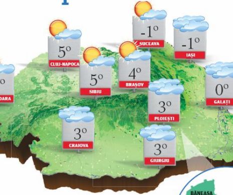 PROGNOZA METEO. În sudul și în estul țării, vreme foarte rece pentru această perioadă din an