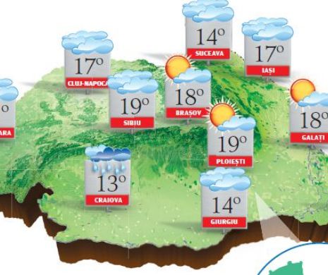 PROGNOZA METEO. Temperaturile diurne mai scad, dar vremea rămâne caldă pentru această perioadă din an