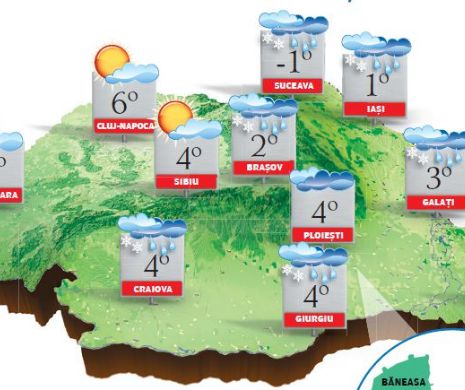 PROGNOZA METEO. Ultima săptămână din această lună vine la pachet cu temperaturi scăzute și ninsori