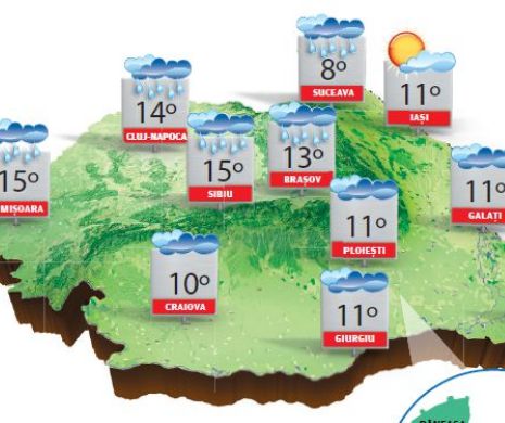 PROGNOZA METEO. Vreme mohorâtă în toată țara cu burniță și vânt slab