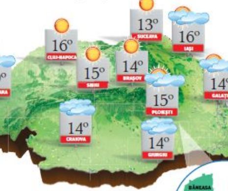 PROGNOZA METEO. Vremea se menține mai caldă decât de obicei, dar dimineața și seara va fi ceață