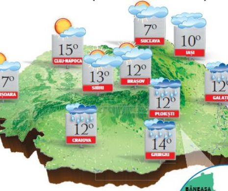 PROGNOZA METEO. Vremea va fi mai caldă decât în mod normal în vestul, nord-vestul și centrul țării