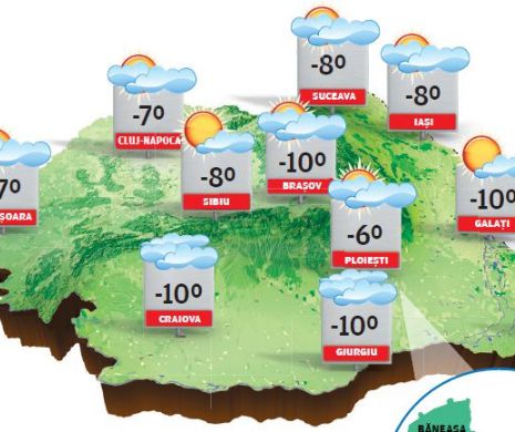 PROGNOZA METEO. În centrul, sudul și estul țării, vreme geroasă cu temperaturi de până la -20 de grade Celsius