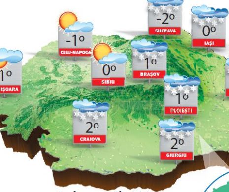 PROGNOZA METEO. Vremea continuă să se răcească. Ninge în sudul, sud-estul și, local, în centrul țării