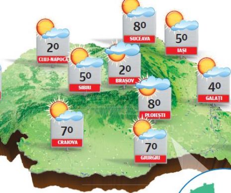 PROGNOZA METEO. Urmează cel puțin trei zile cu vreme frumoasă, cu temperaturi maxime pozitive
