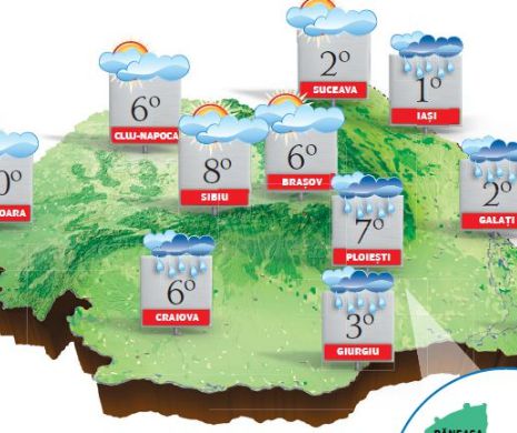 PROGNOZA METEO. Valori termice mai ridicate decât mediile multianuale, cu maxime de până la 10 grade Celsius
