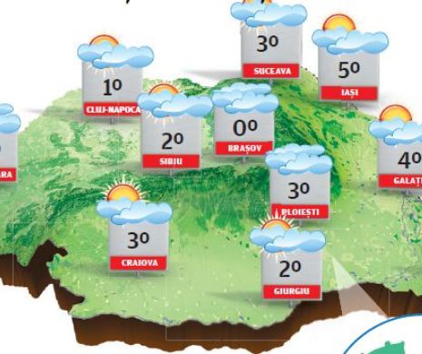 PROGNOZA METEO. Vremea rămâne geroasă, deși temperaturile diurne sunt în creștere ușoară