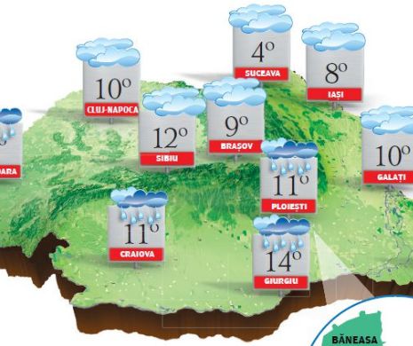 PROGNOZA METEO. Vremea rămâne mai caldă decât ar fi normal, dar din peisaj nu lipsesc ploile și ceața