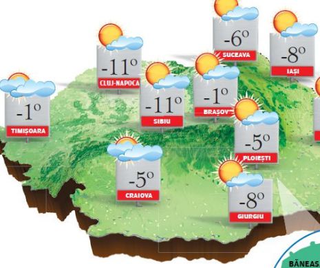 PROGNOZA METEO. Vremea se menține deosebit de rece, cu ninsori, lapoviță, ploi și polei