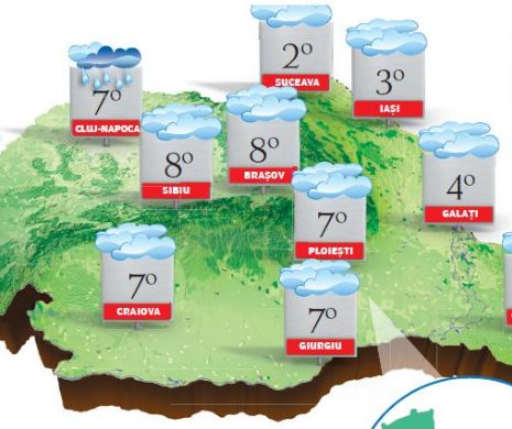 PROGNOZA METEO. Vremea se menține mai caldă pentru această dată din an, dar nu lipsesc precipitațiile și ceața