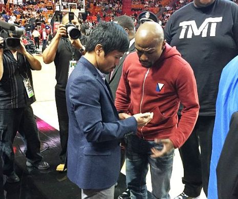 VIDEO. Mayweather și Pacquiao, întâlnire de gradul 0 la un meci din NBA!