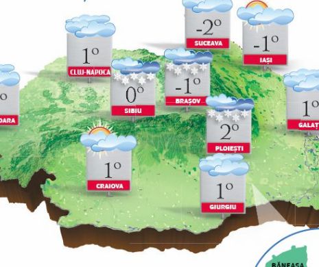 PROGNOZA METEO. Diminețile și nopțile rămân geroase, mai ales în sudul și centrul țării